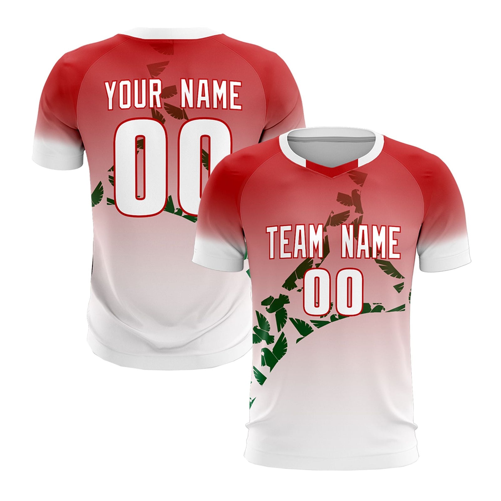 Custom Red Kelly Green Mexico Eagle World Cup Inspired Breathable Gradient Fashion Soccer Sets Jersey