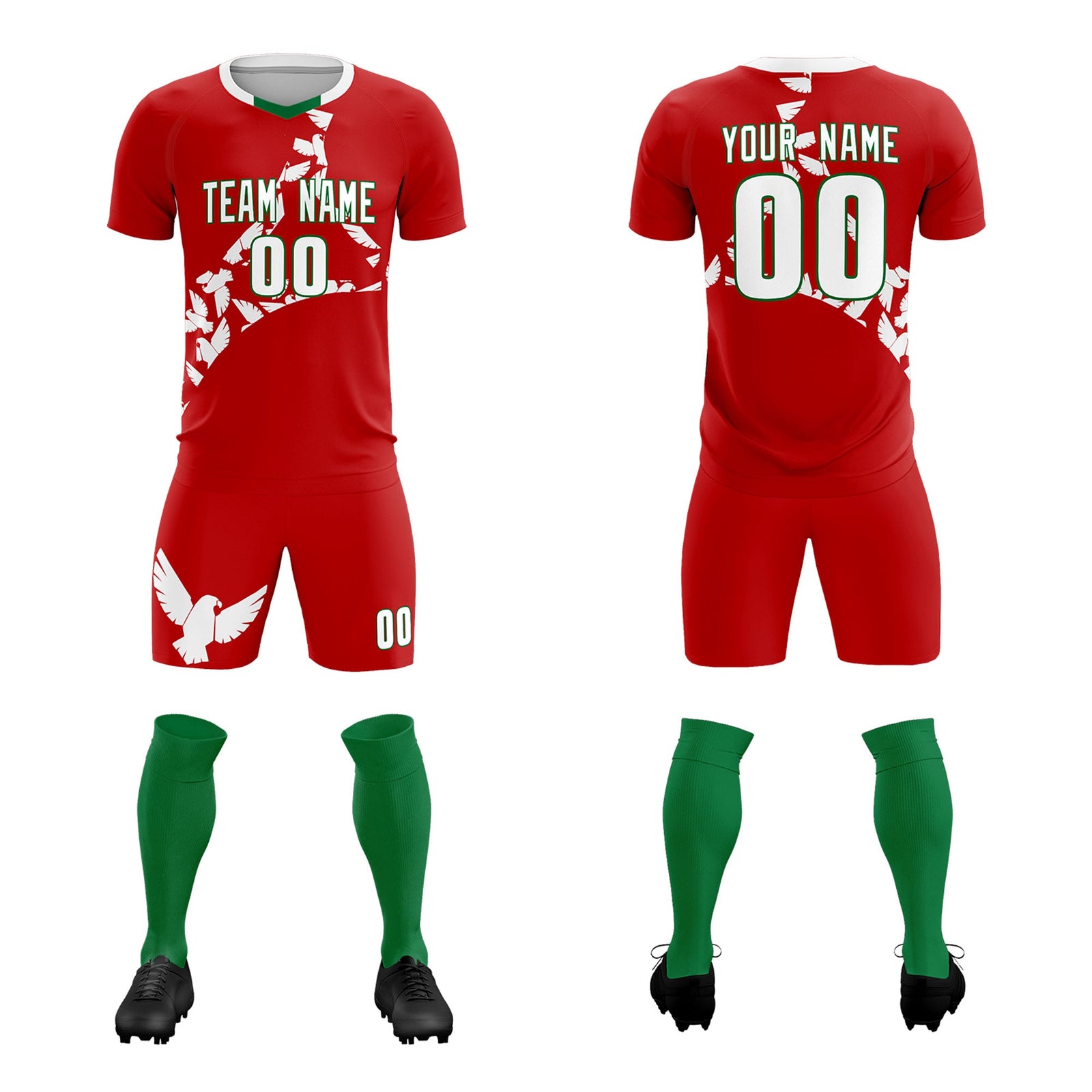Custom Red White Mexico Eagle World Cup Inspired Quick-Drying Graffiti Pattern Soccer Sets Jersey