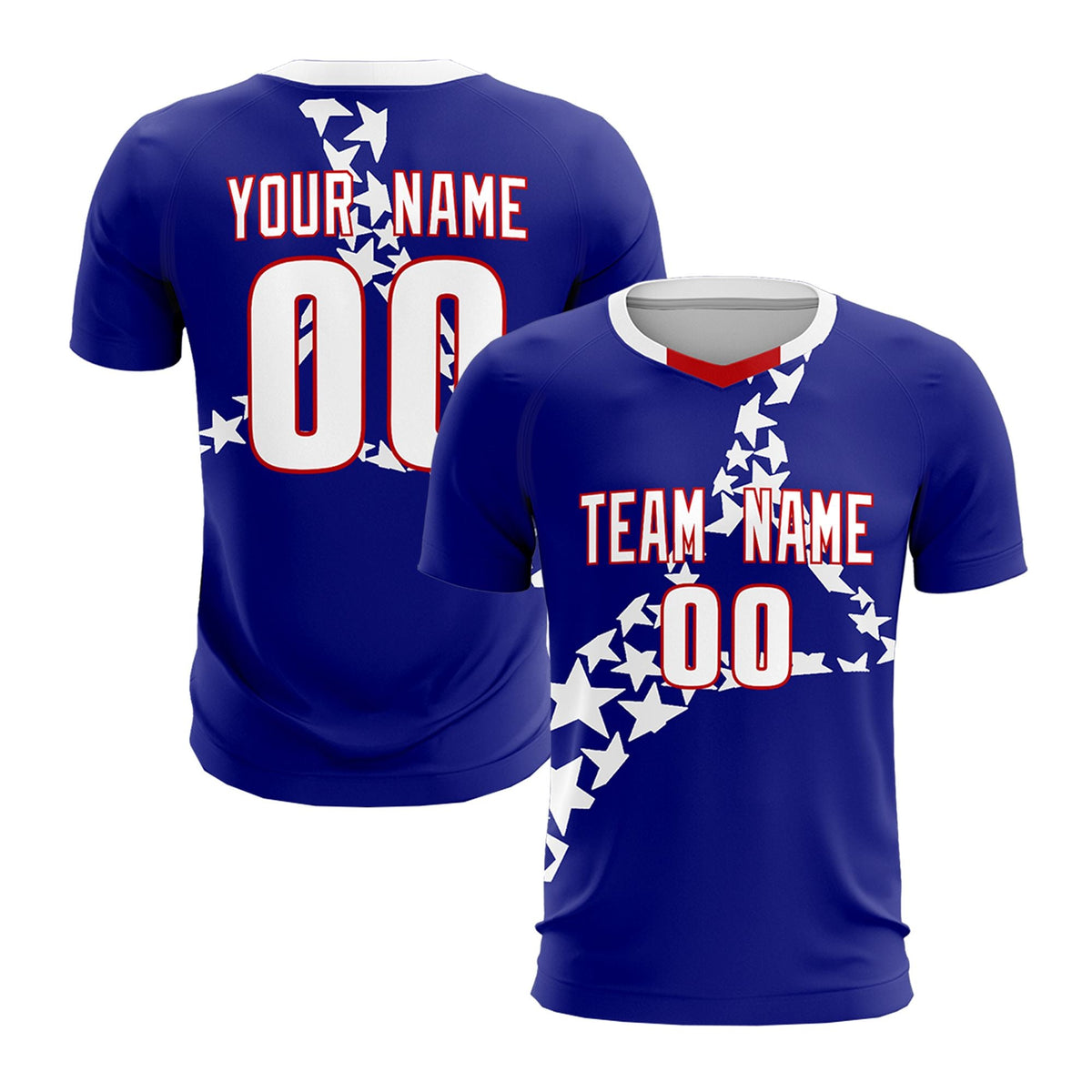 Custom Royal White America Star World Cup Inspired Breathable Graffiti Pattern Soccer Sets Jersey
