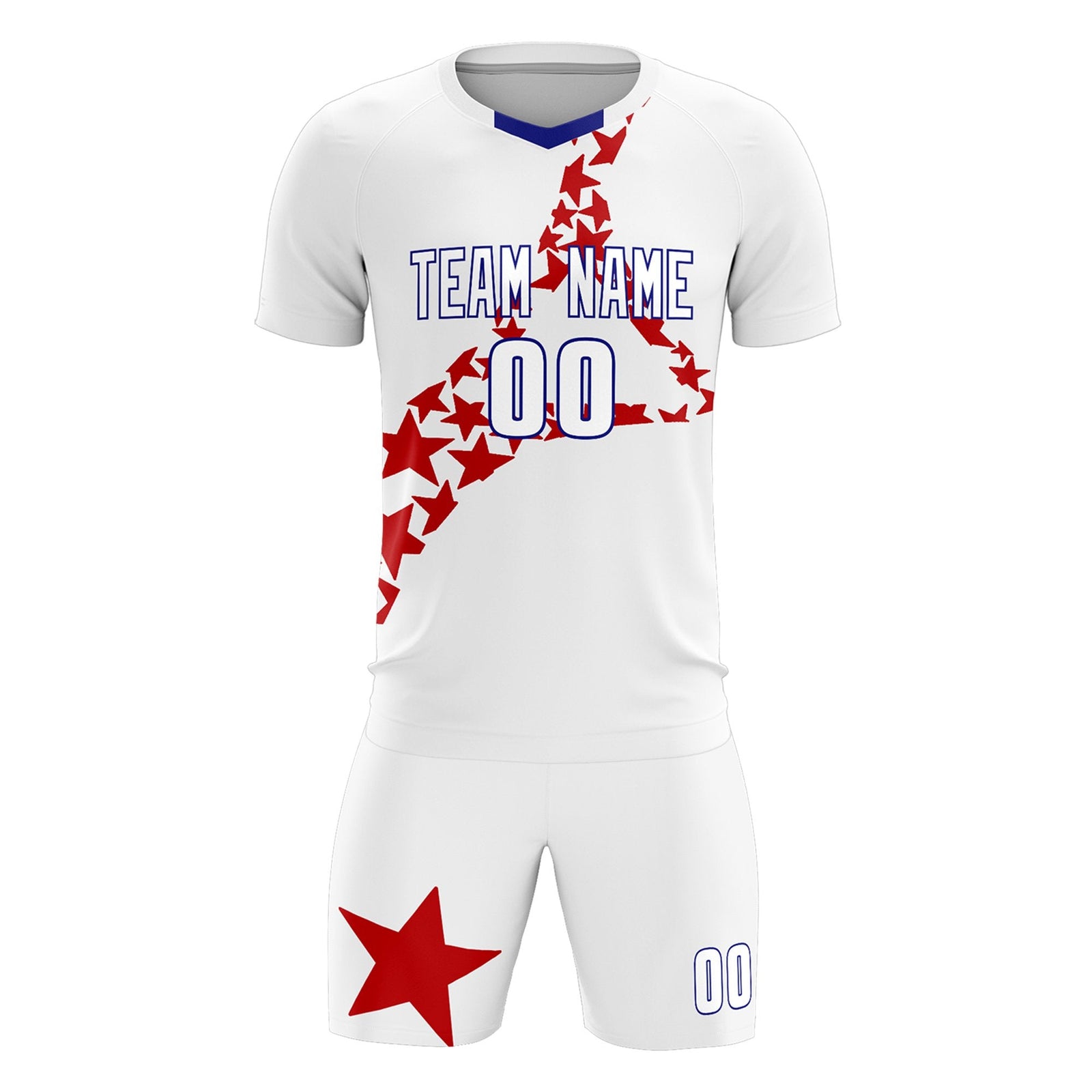 Custom White Red America Star World Cup Inspired Lightweight Graffiti Pattern Soccer Sets Jersey