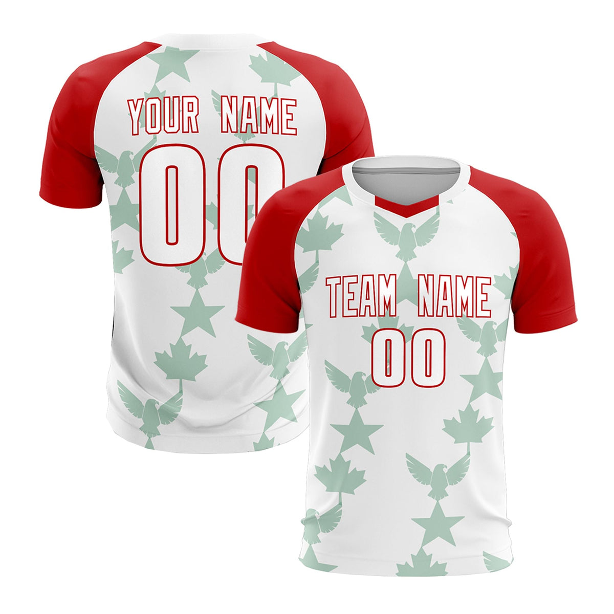 Custom Red White World Cup Inspired Lightweight&Drapable Training Uniform Raglan Sleeve Soccer Sets Jersey