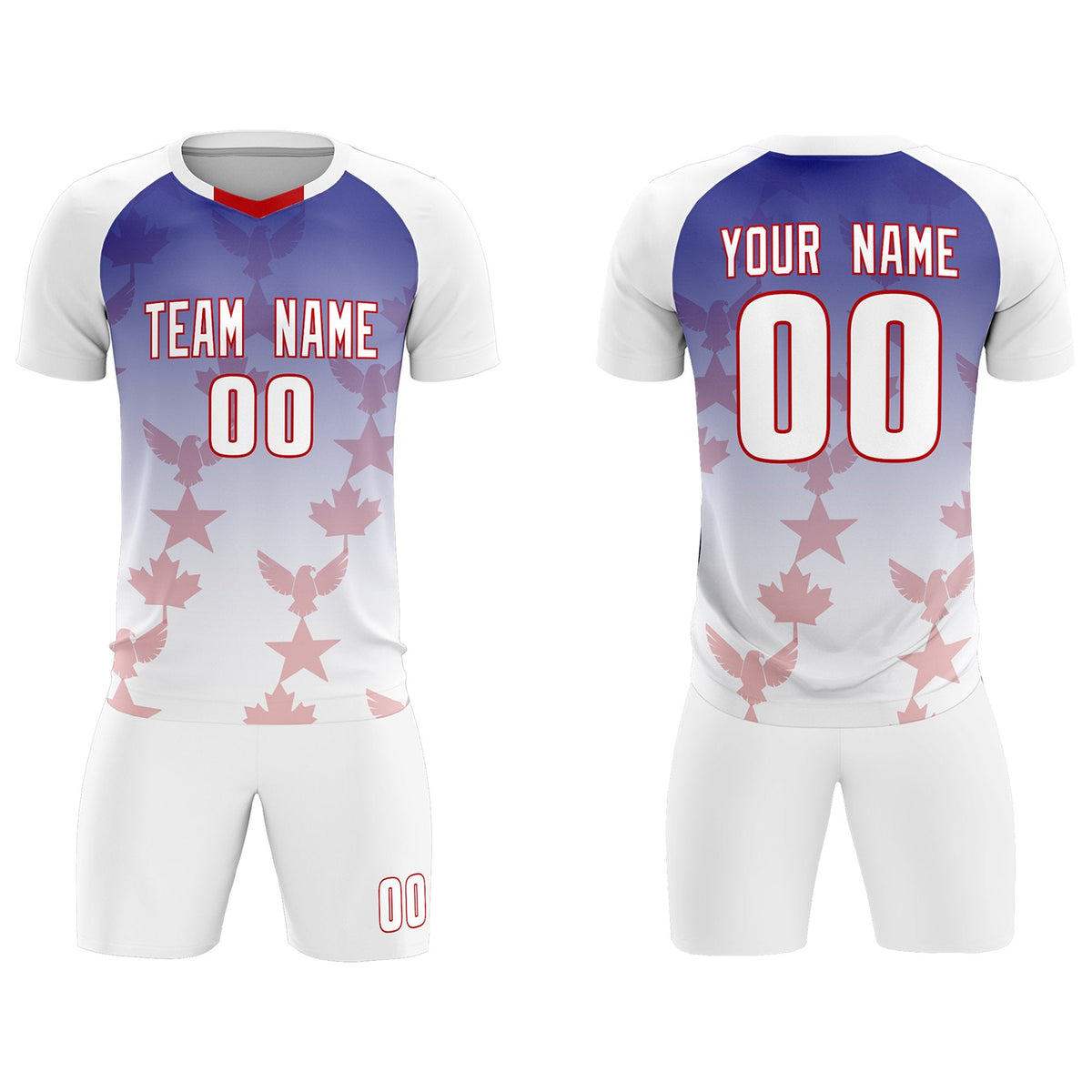 Custom White Royal World Cup Inspired Lightweight&Drapable Training Uniform Gradient Fashion Soccer Sets Jersey