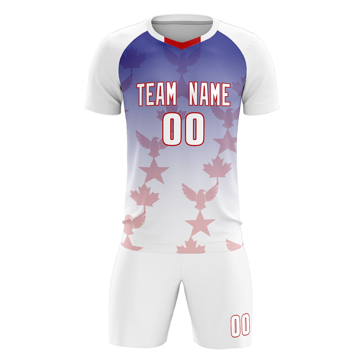 Custom White Royal World Cup Inspired Lightweight&Drapable Training Uniform Gradient Fashion Soccer Sets Jersey