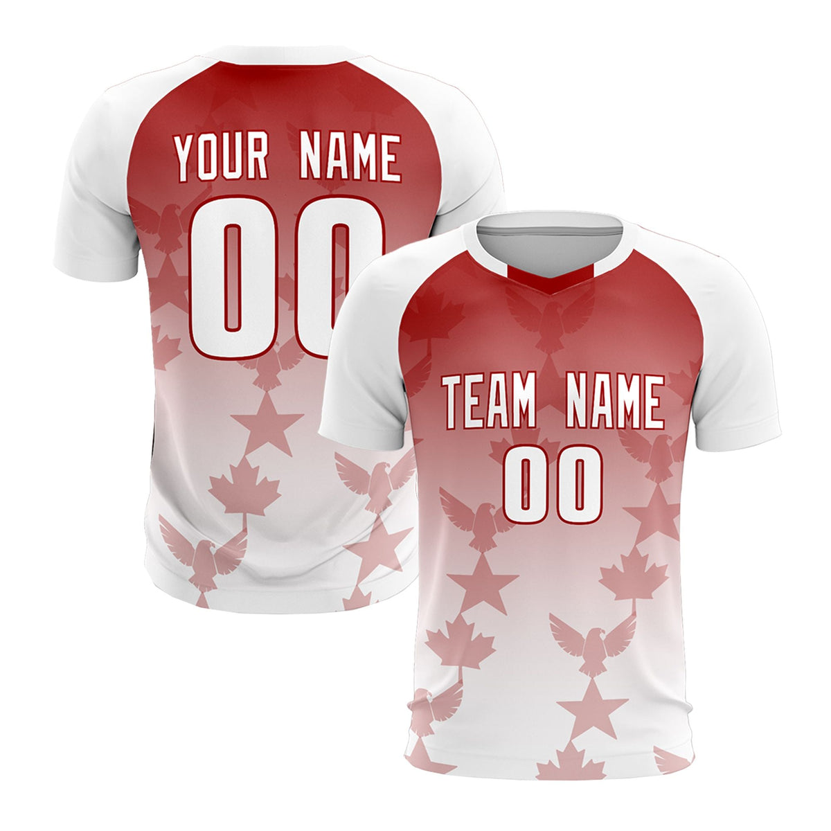 Custom White Red World Cup Inspired Wrinkle-Resistant Training Uniform Gradient Fashion Soccer Sets Jersey