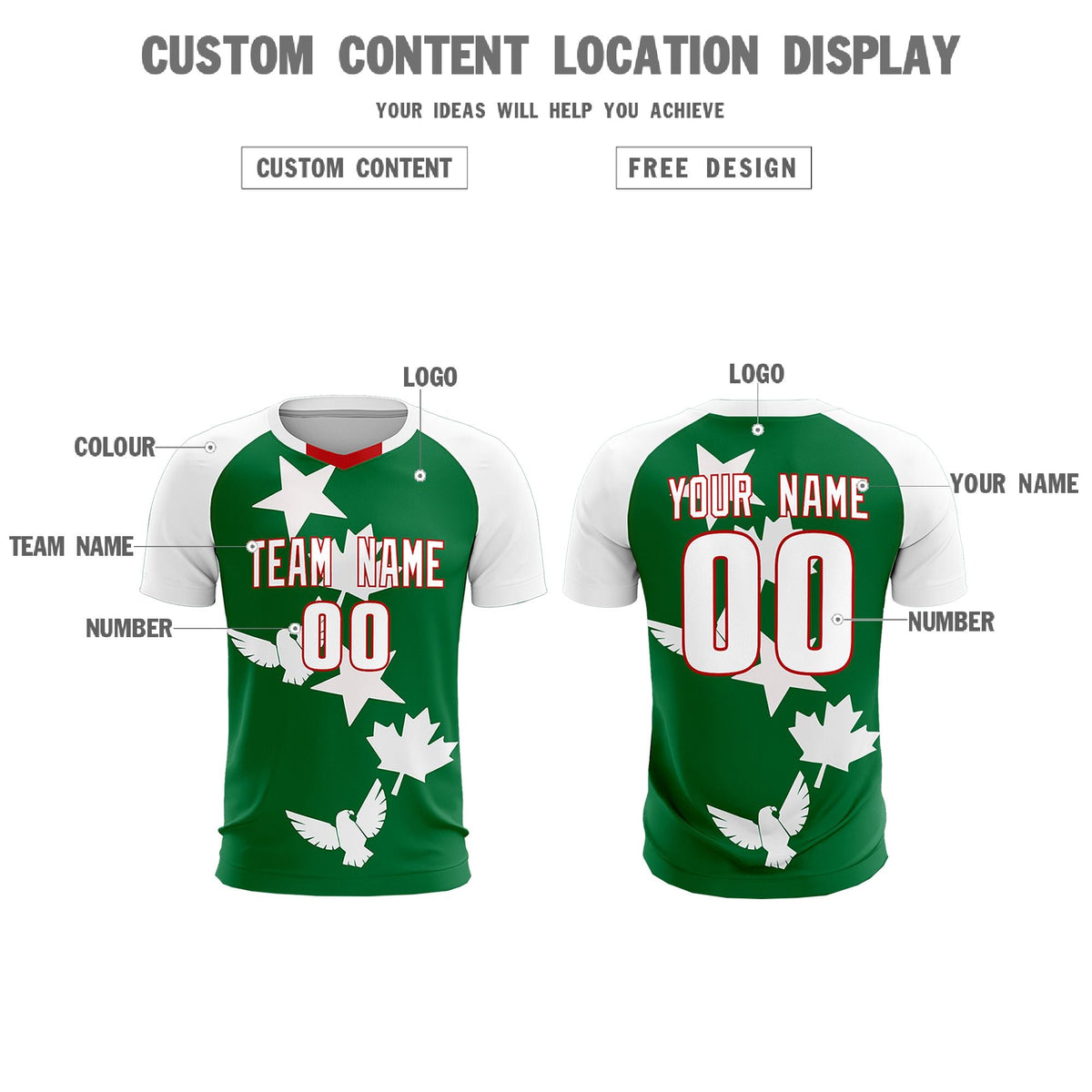 Custom White Kelly Green World Cup Inspired Wrinkle-Resistant Training Uniform Raglan Sleeve Soccer Sets Jersey