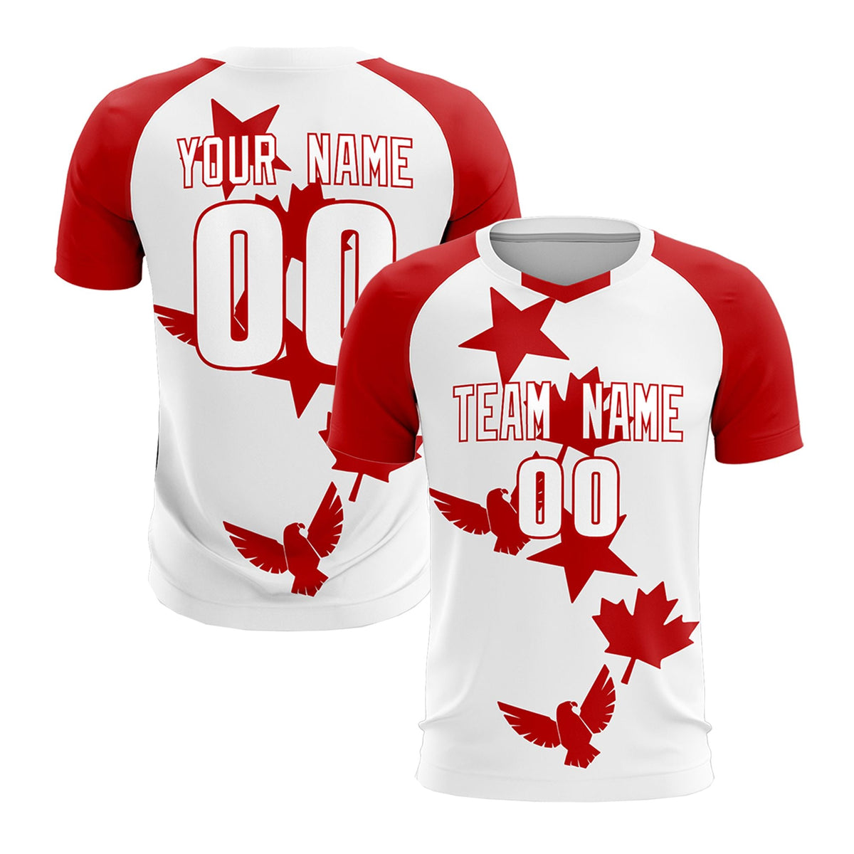 Custom Red White World Cup Inspired Lightweight&Drapable Training Uniform Raglan Sleeve Soccer Sets Jersey
