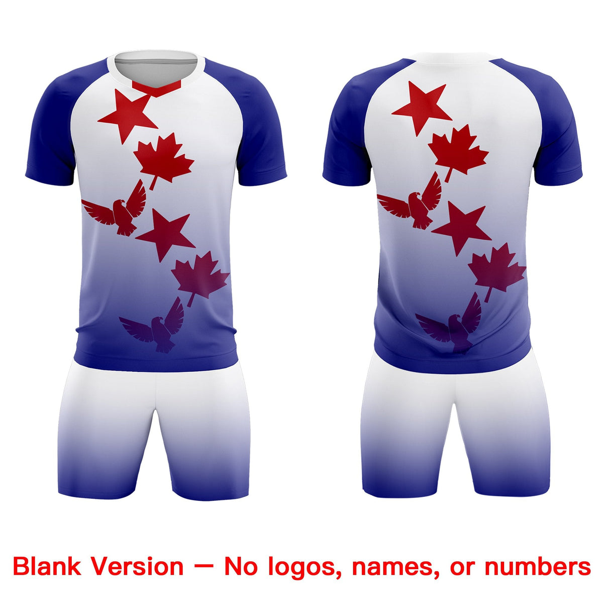 Custom Royal White World Cup Inspired Lightweight&Drapable Training Uniform Gradient Fashion Soccer Sets Jersey