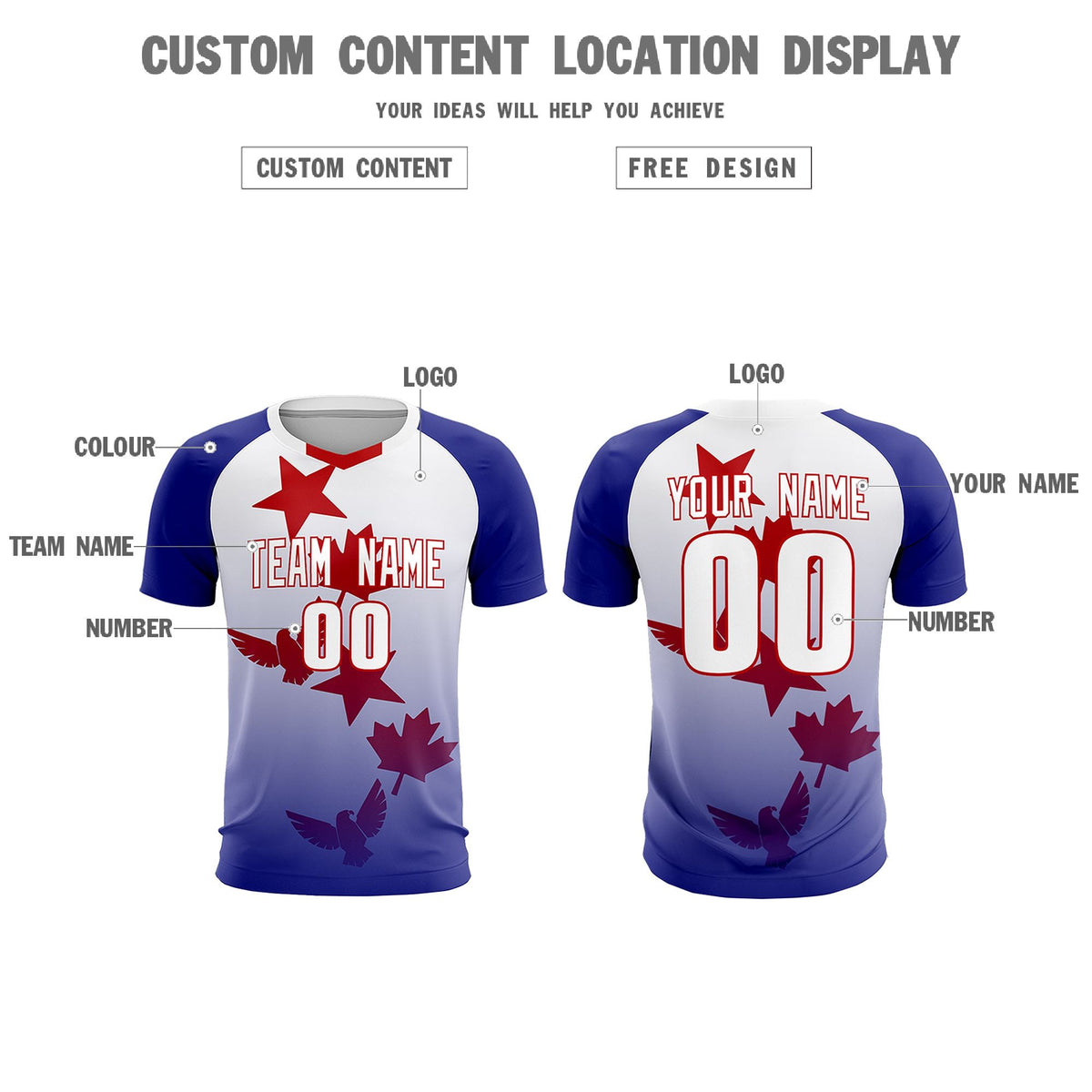 Custom Royal White World Cup Inspired Lightweight&Drapable Training Uniform Gradient Fashion Soccer Sets Jersey
