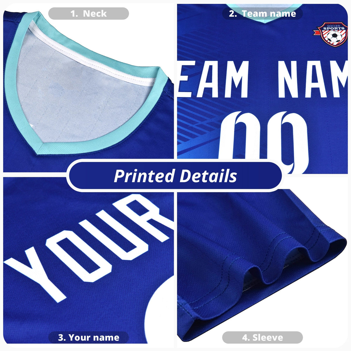 Custom White Royal World Cup Inspired Lightweight&Drapable Training Uniform Gradient Fashion Soccer Sets Jersey