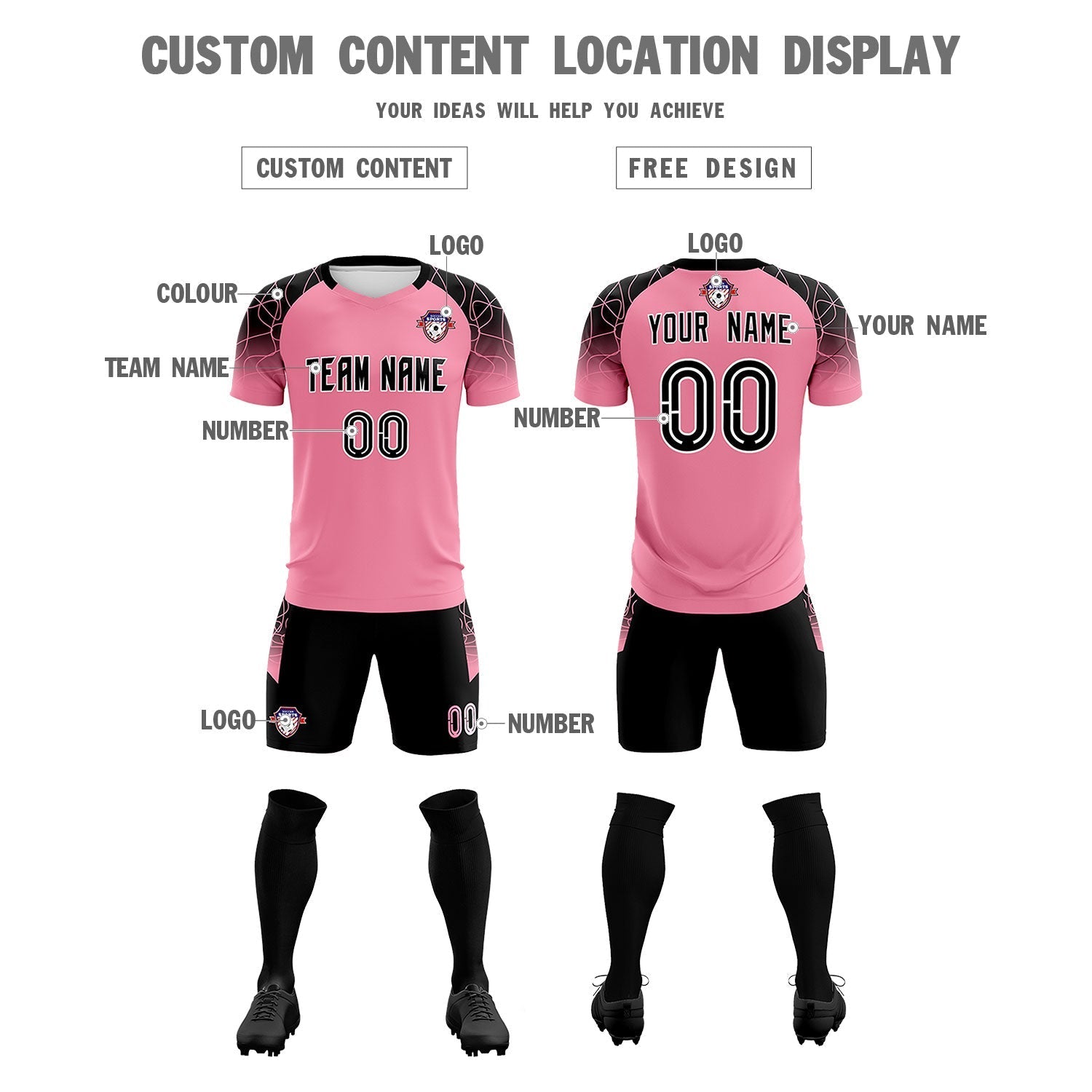 Custom Light Pink Classic Soccer Training Sets Jersey For Adults/Kids