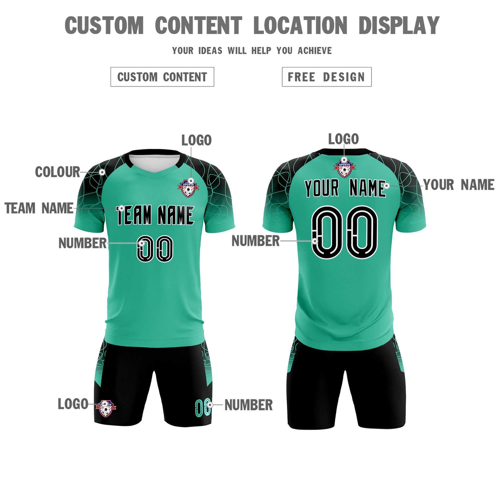 Custom Green Classic Soccer Training Sets Jersey For Adults/Kids