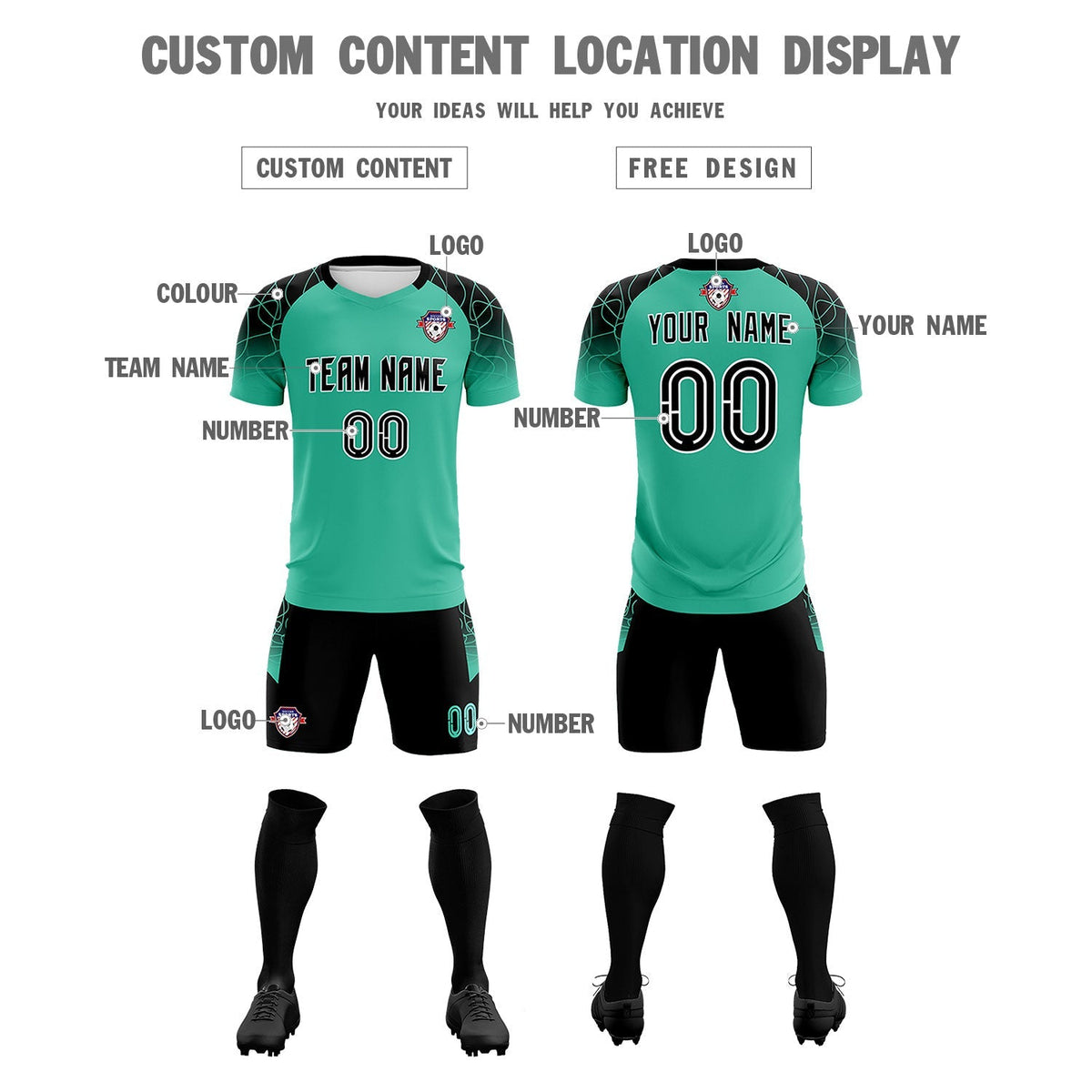 Custom Green Classic Soccer Training Sets Jersey For Adults/Kids