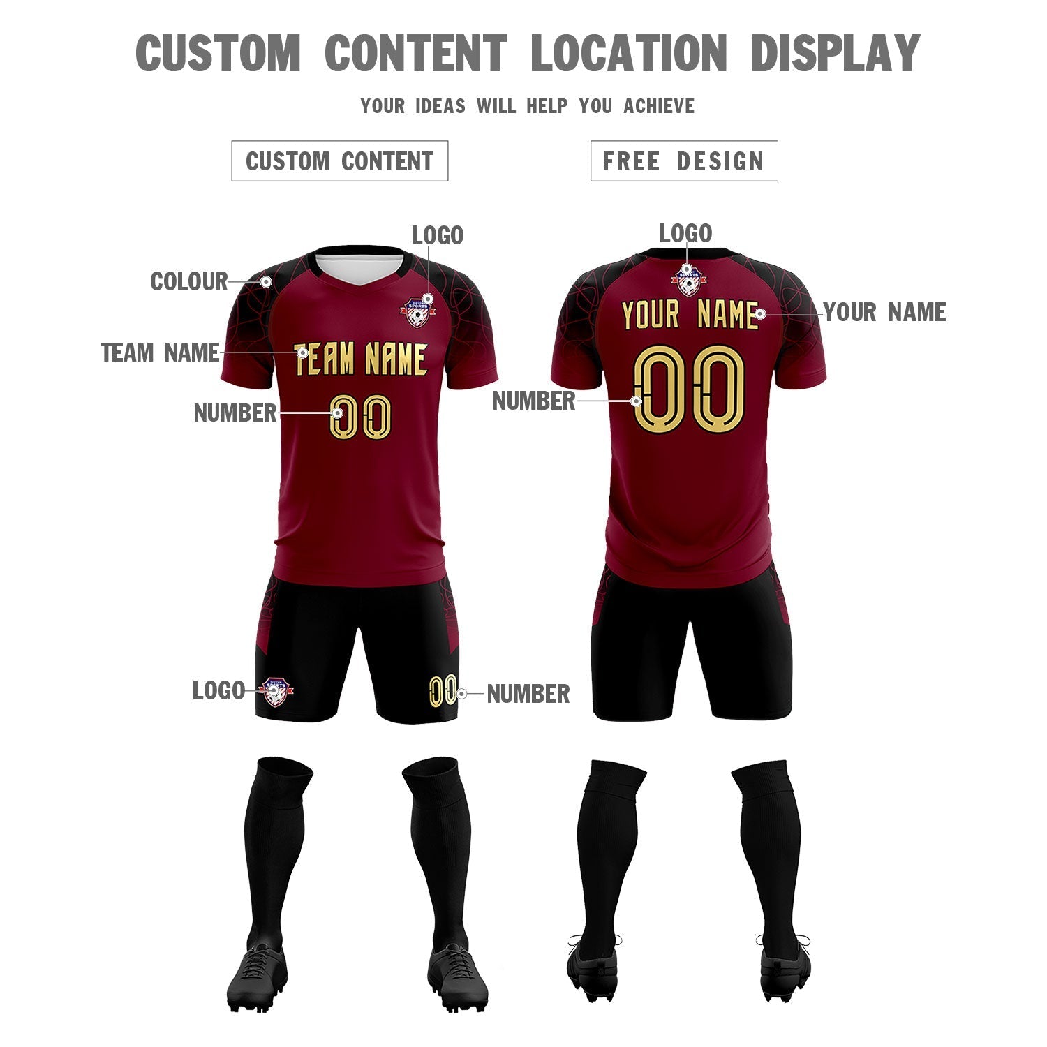Custom Crimson Classic Soccer Training Sets Jersey For Adults/Kids
