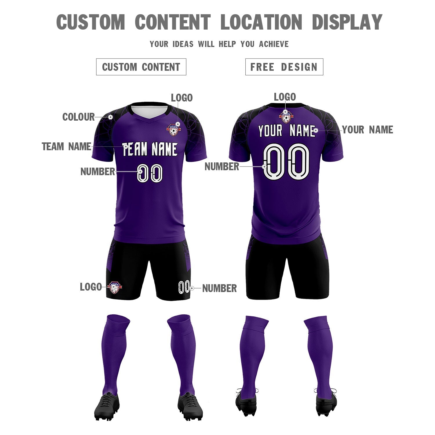 Custom Purple Classic Soccer Training Sets Jersey For Adults/Kids