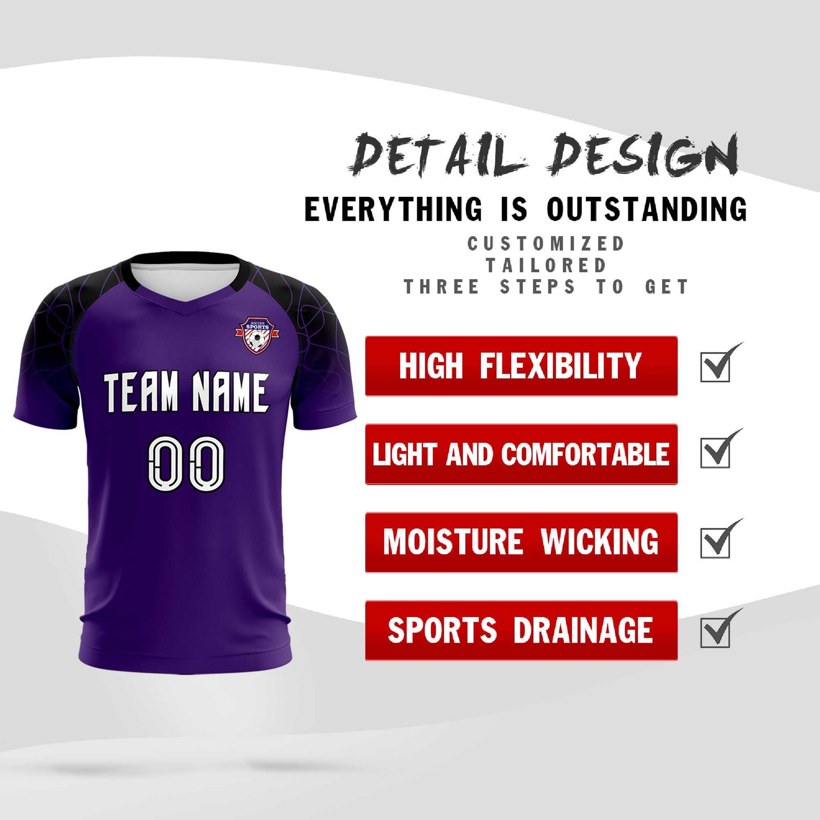 Custom Purple Classic Soccer Training Sets Jersey For Adults/Kids