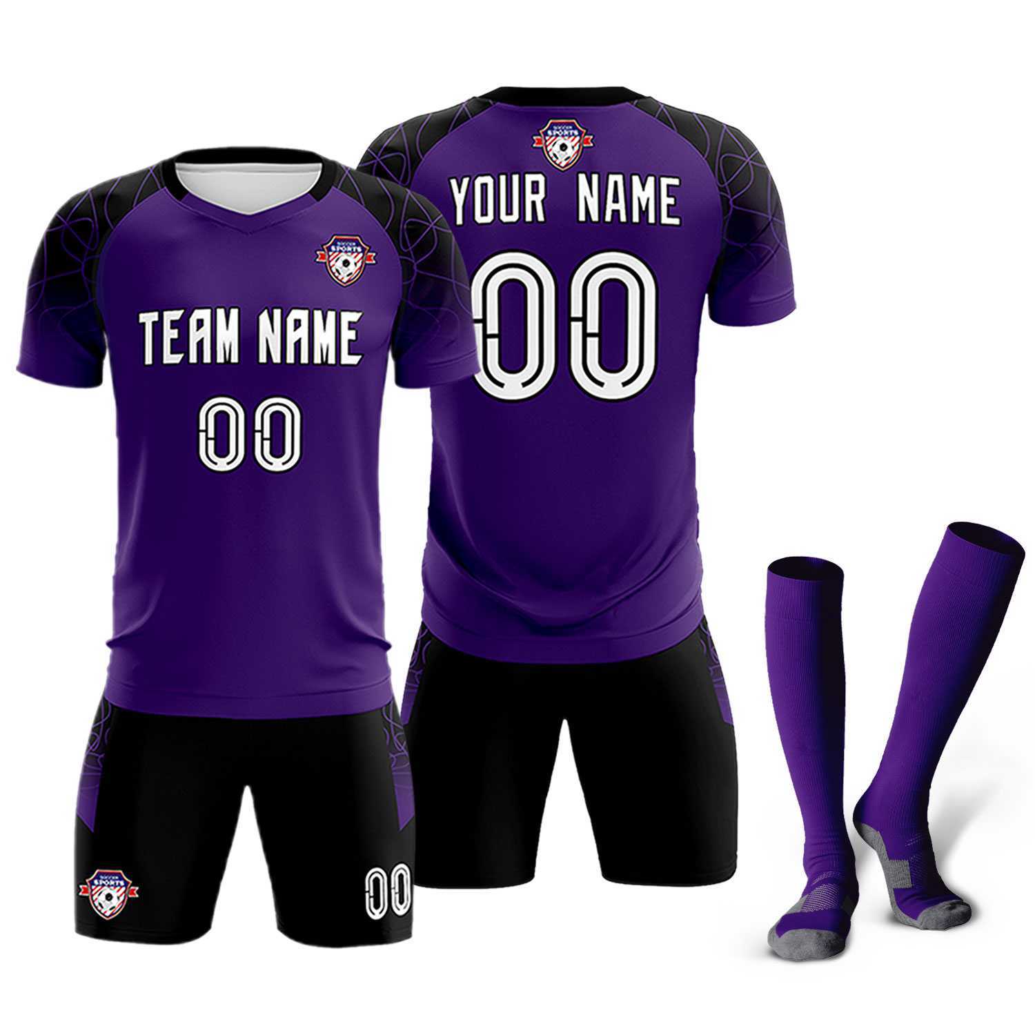 Custom Purple Classic Soccer Training Sets Jersey For Adults/Kids