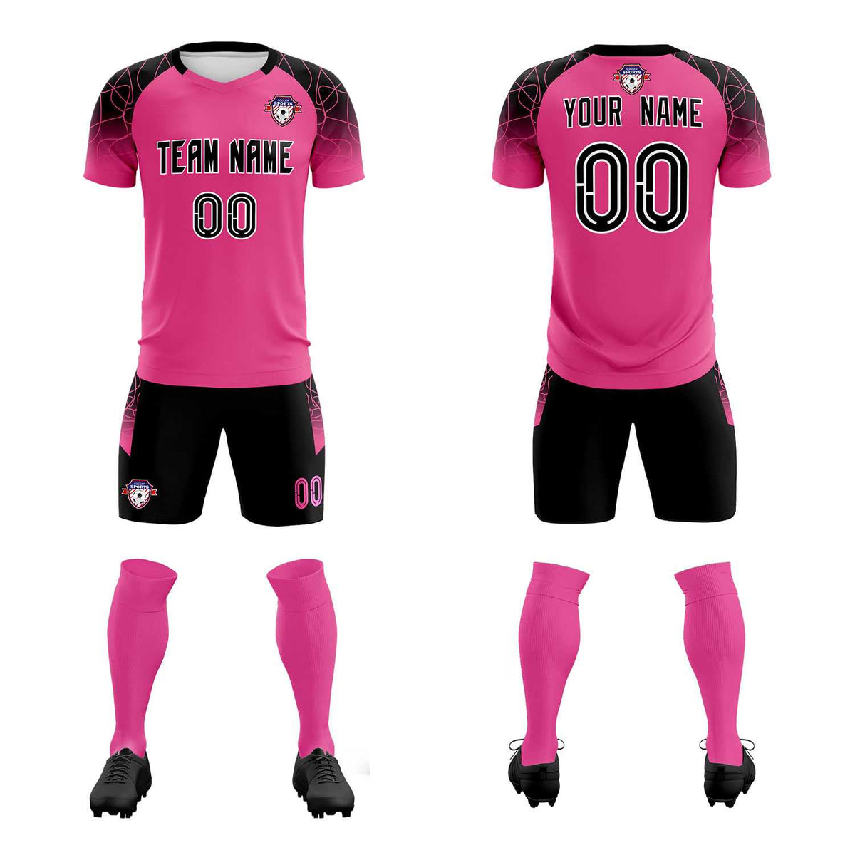 Custom Rose Red Classic Soccer Training Sets Jersey For Adults/Kids