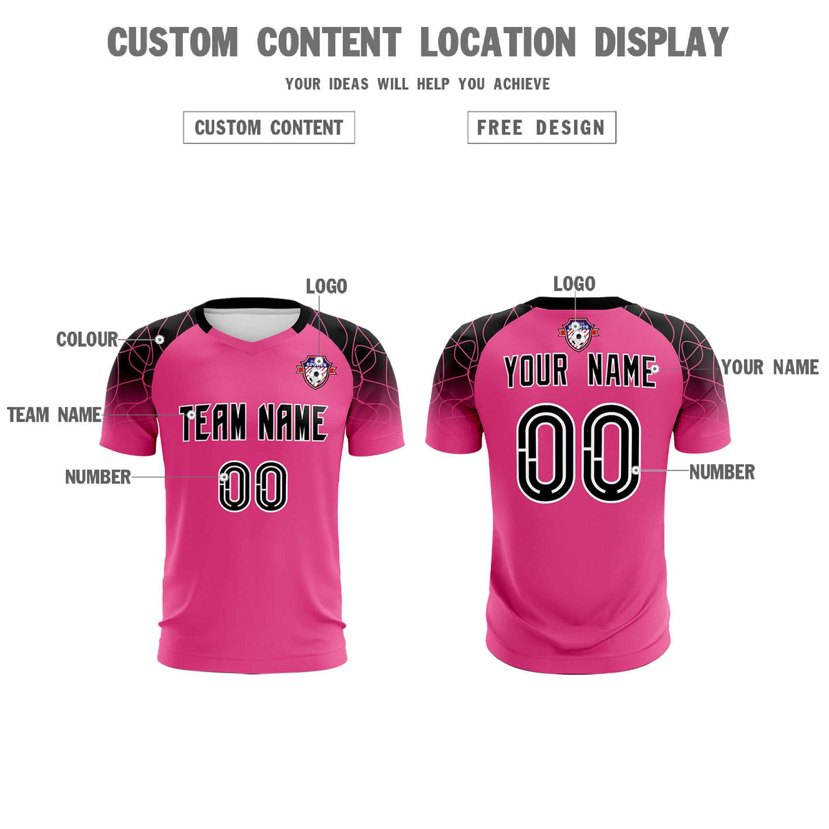 Custom Rose Red Classic Soccer Training Sets Jersey For Adults/Kids