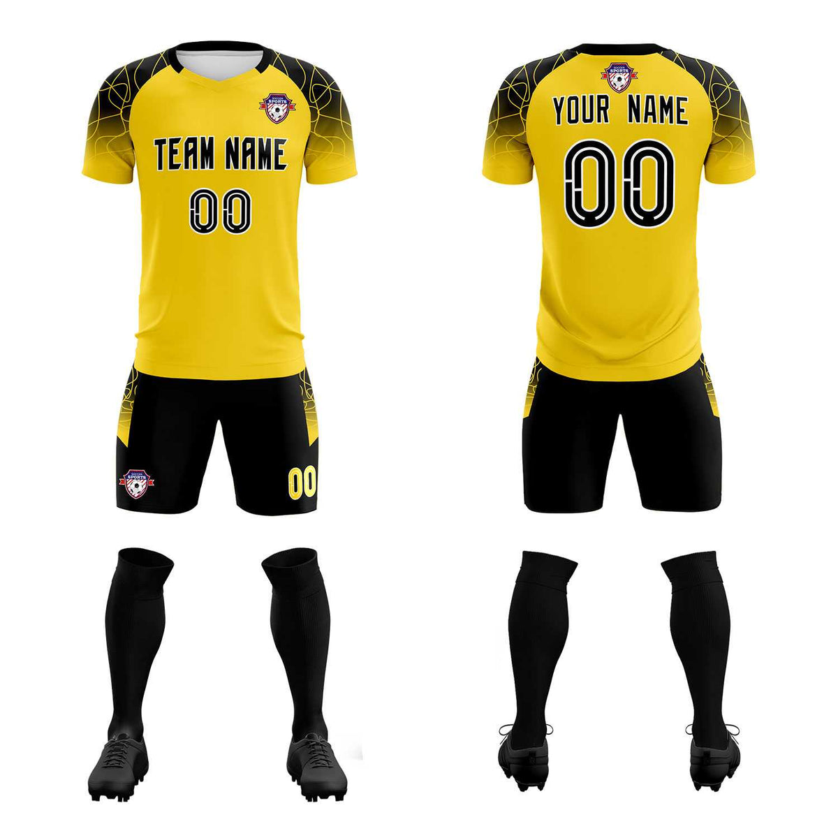 Custom Gold Classic Soccer Training Sets Jersey For Adults/Kids