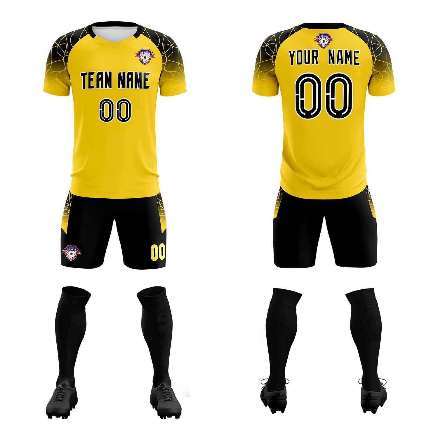 Custom Gold Classic Soccer Training Sets Jersey For Adults/Kids