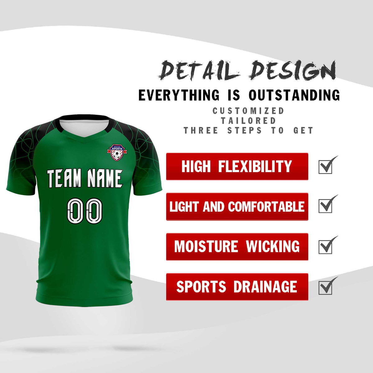 Custom Kelly Green Classic Soccer Training Sets Jersey For Adults/Kids