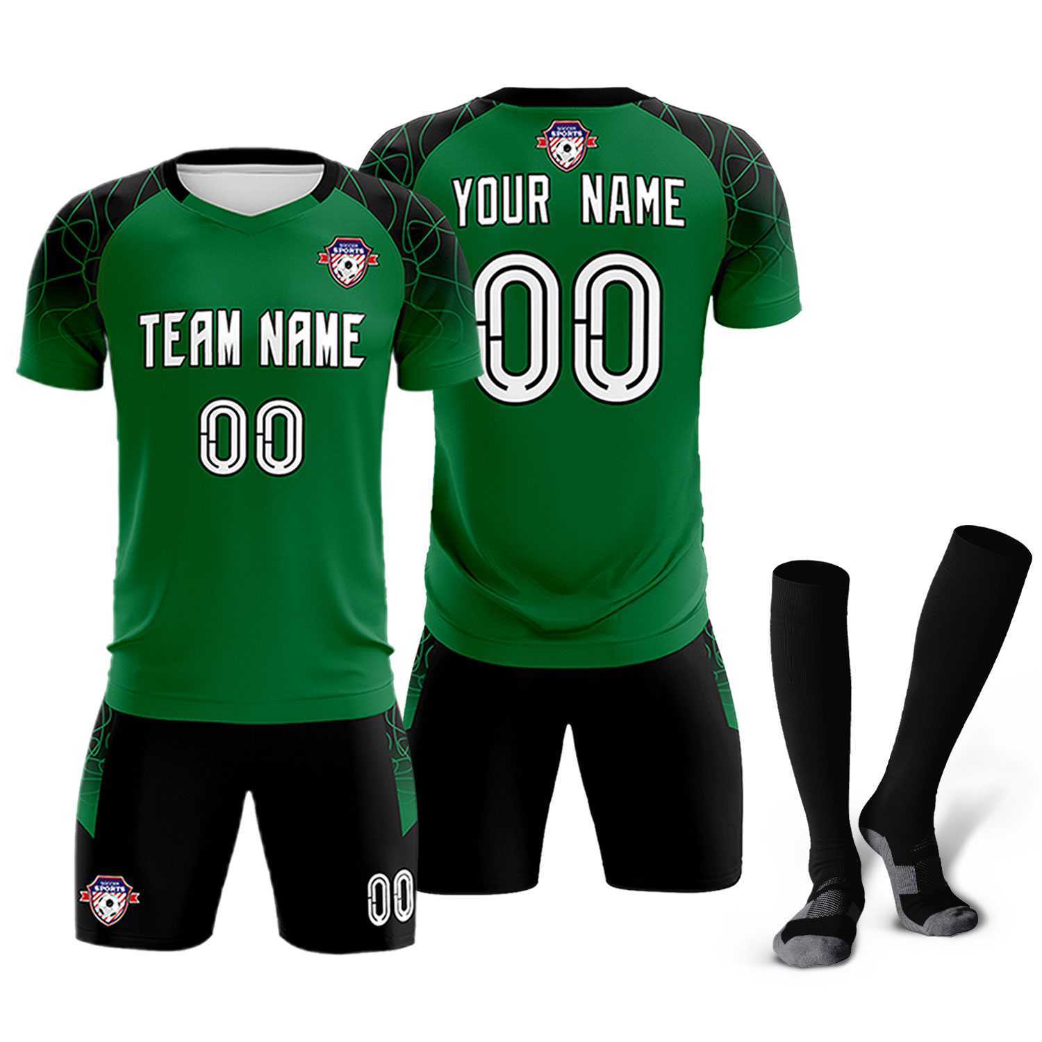Custom Kelly Green Classic Soccer Training Sets Jersey For Adults/Kids