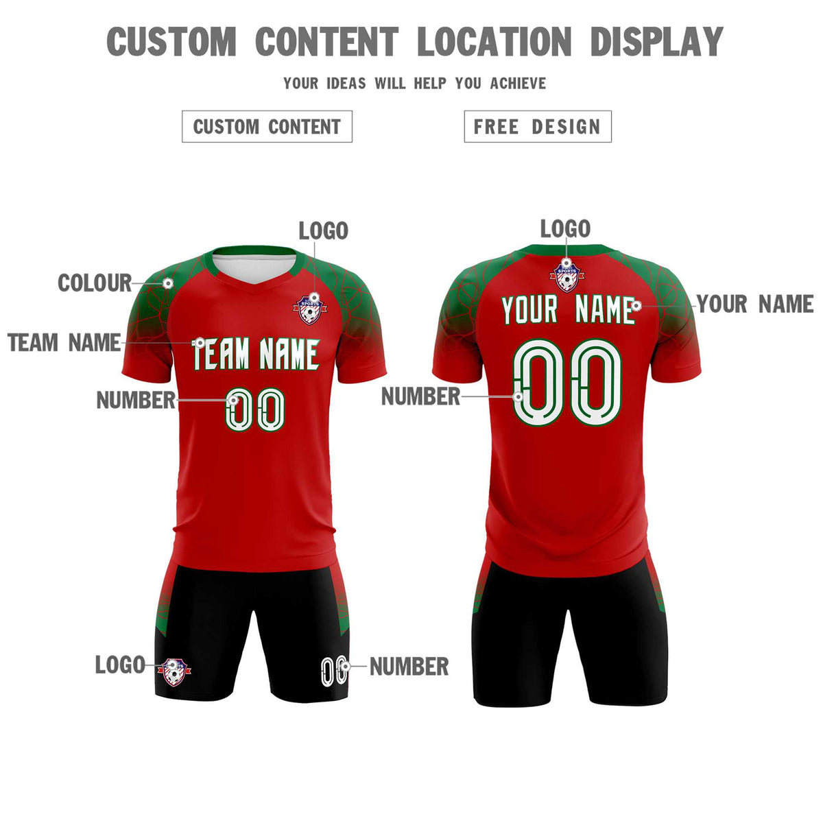 Custom Red Classic Soccer Training Sets Jersey For Adults/Kids