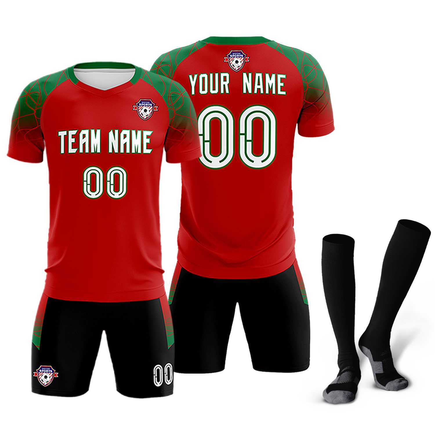 Custom Red Classic Soccer Training Sets Jersey For Adults/Kids