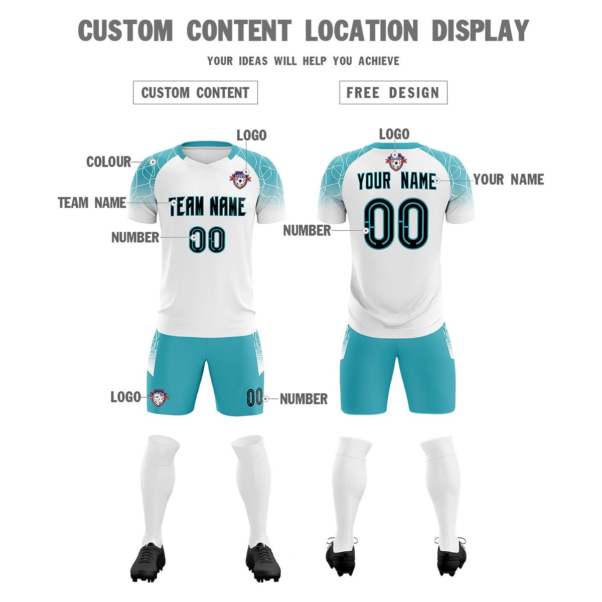 Custom White Classic Soccer Training Sets Jersey For Adults/Kids