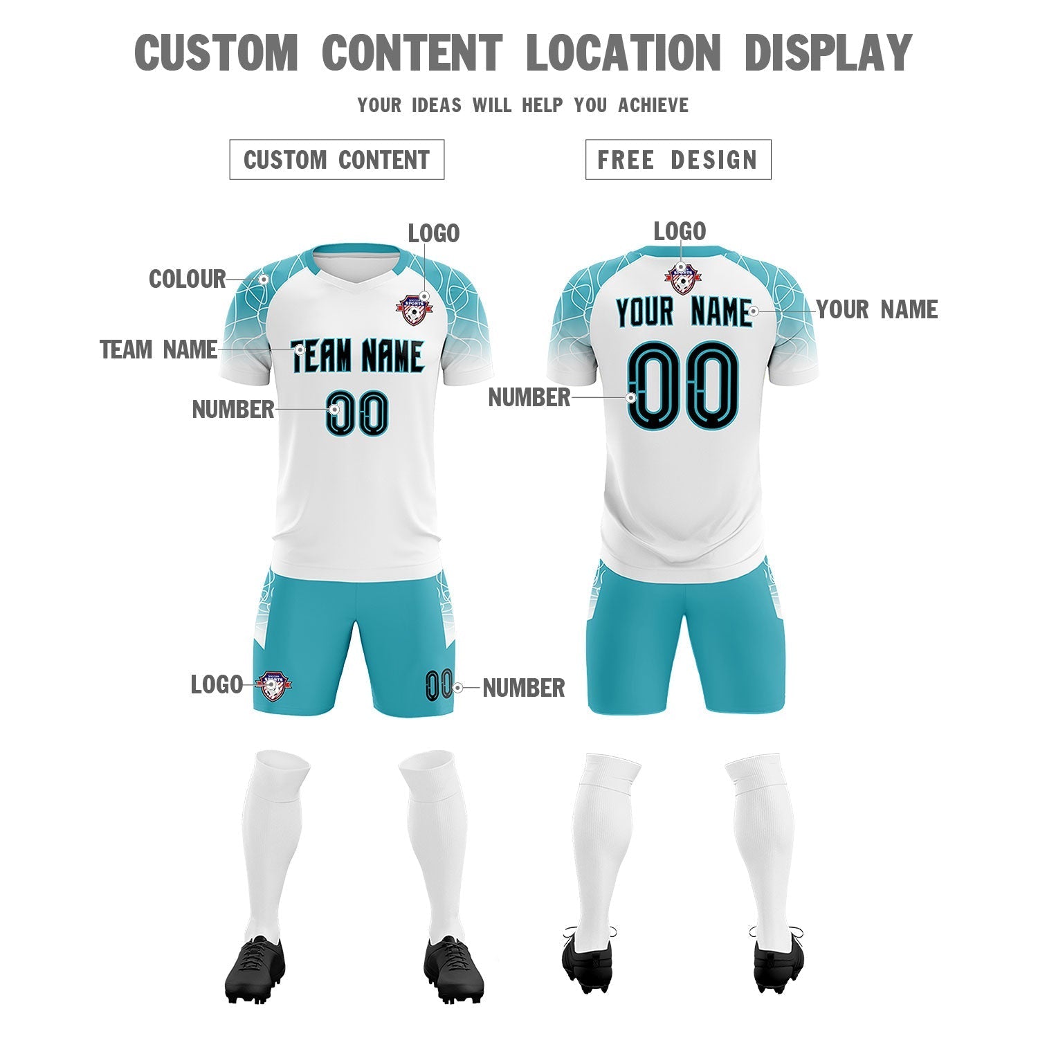 Custom White Classic Soccer Training Sets Jersey For Adults/Kids