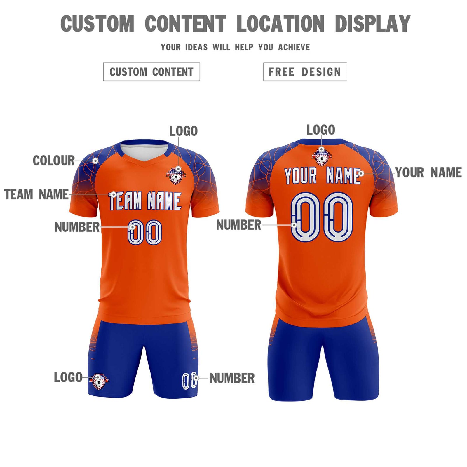 Custom Orange Classic Soccer Training Sets Jersey For Adults/Kids