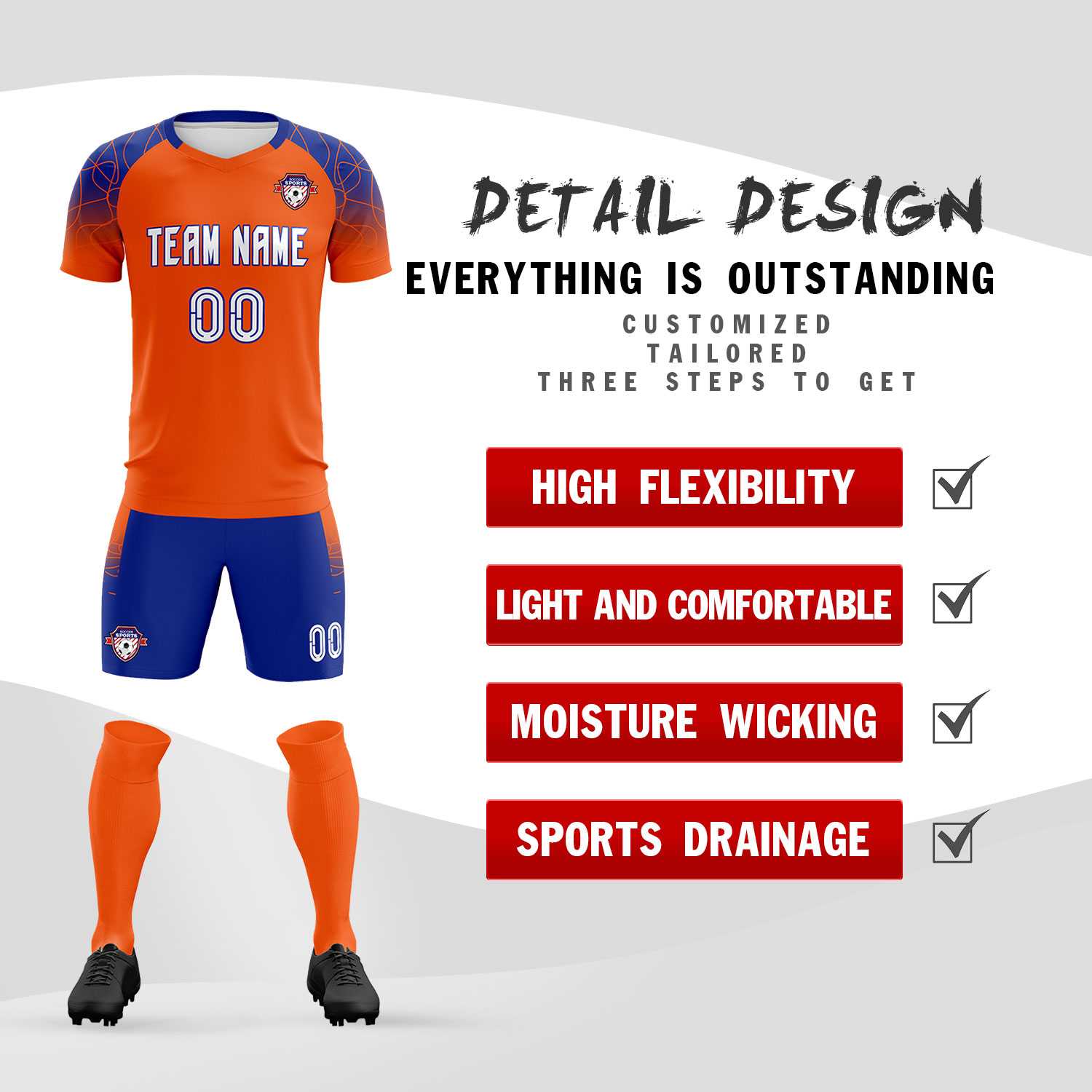 Custom Orange Classic Soccer Training Sets Jersey For Adults/Kids