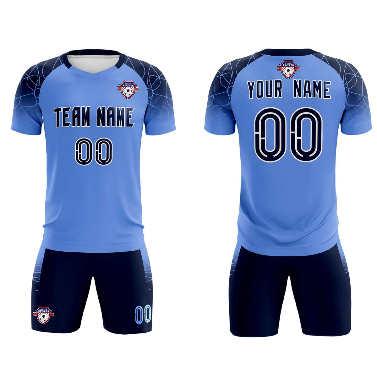 Custom Light Blue Classic Soccer Training Sets Jersey For Adults/Kids