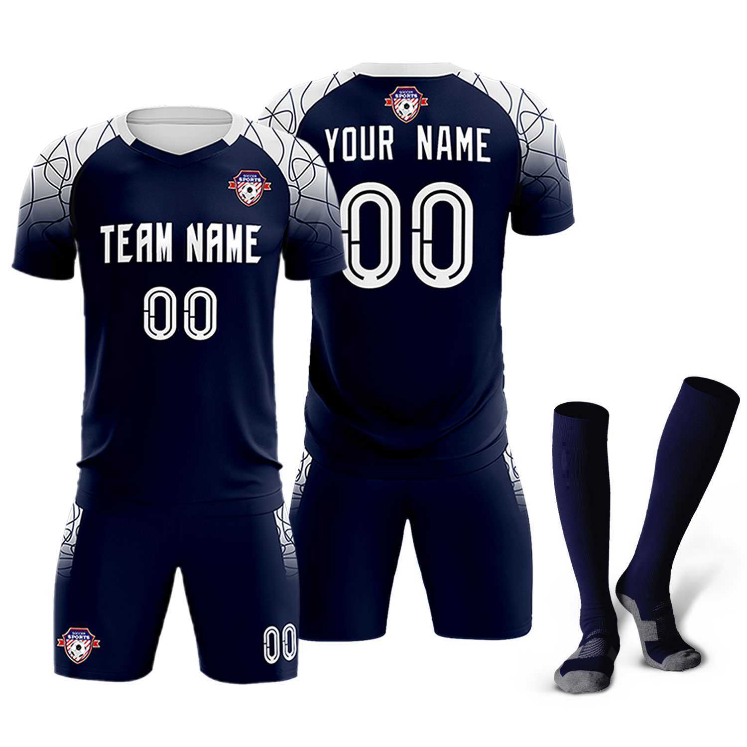 Custom Navy Classic Soccer Training Sets Jersey For Adults/Kids