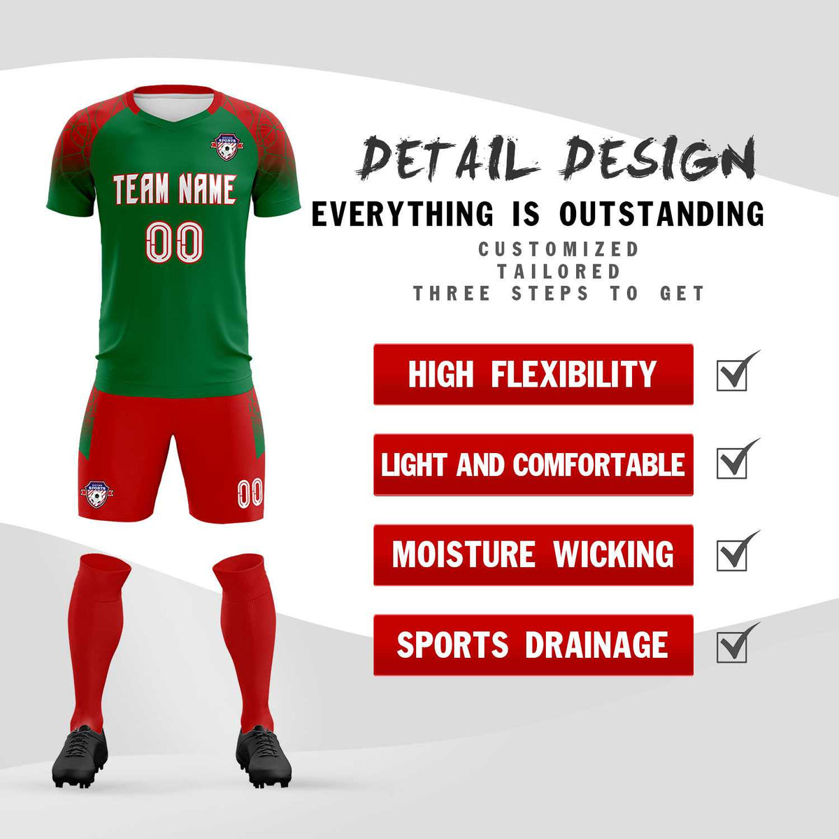 Custom Kelly Green Classic Soccer Training Sets Jersey For Adults/Kids