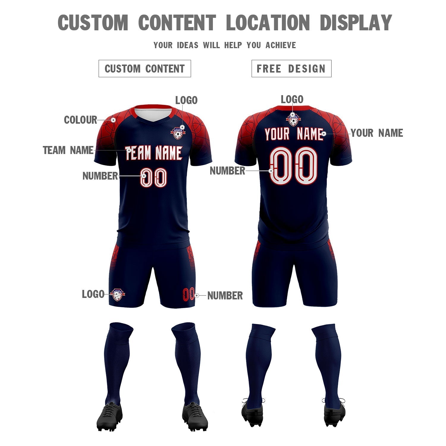 Custom Navy Classic Soccer Training Sets Jersey For Adults/Kids