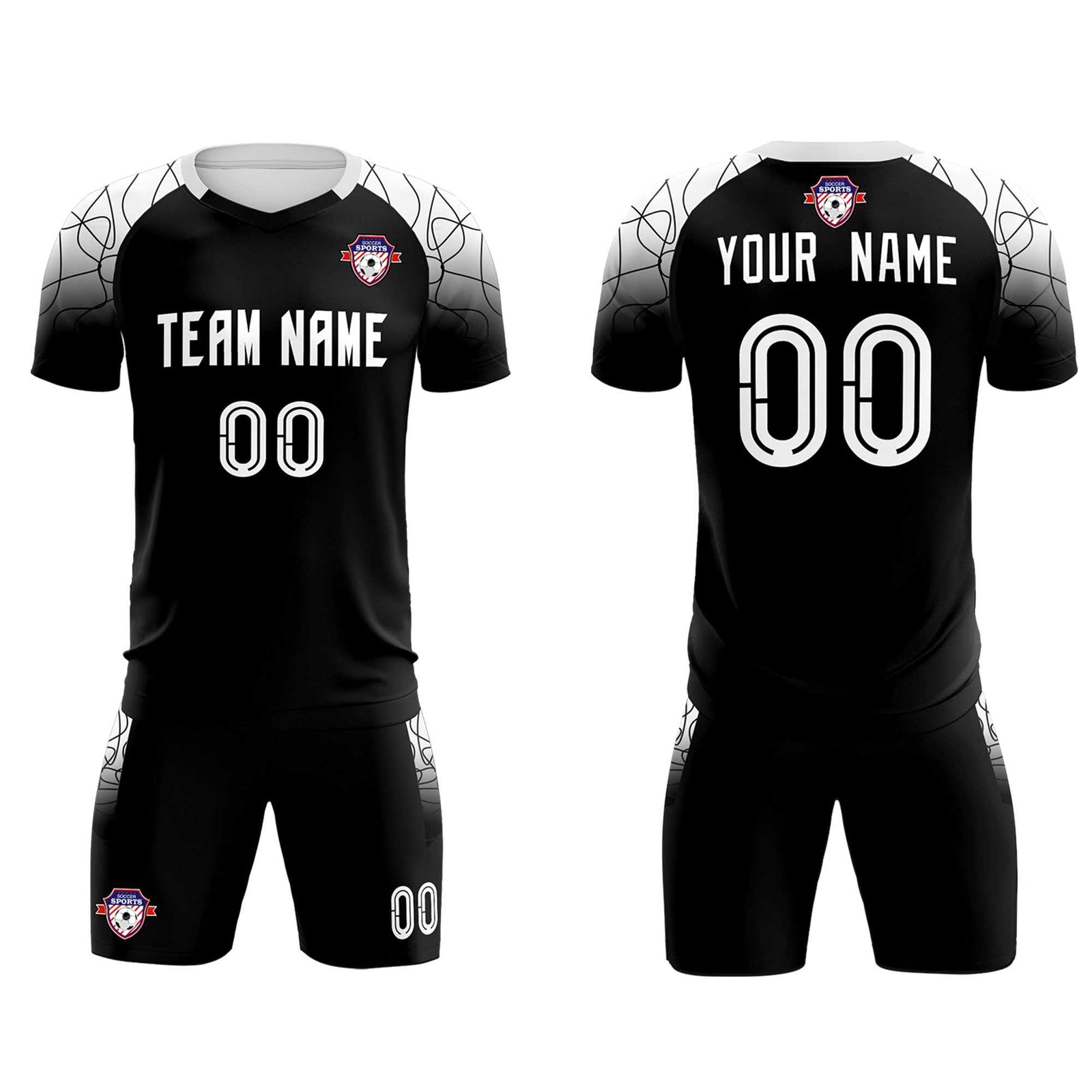 Custom Black Classic Soccer Training Sets Jersey For Adults/Kids