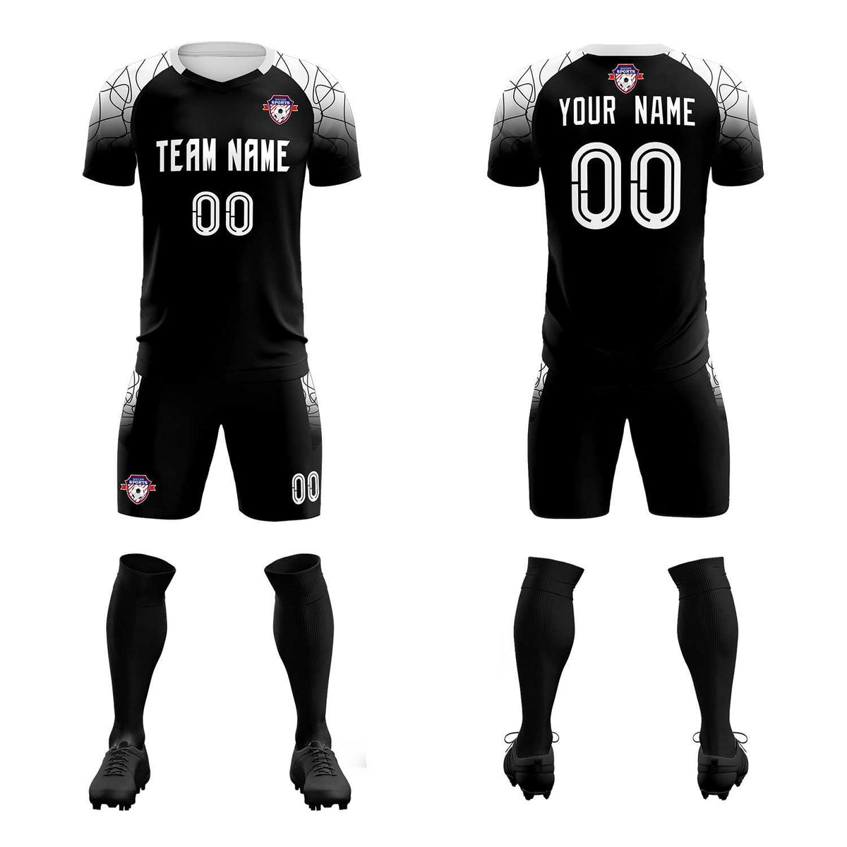 Custom Black Classic Soccer Training Sets Jersey For Adults/Kids