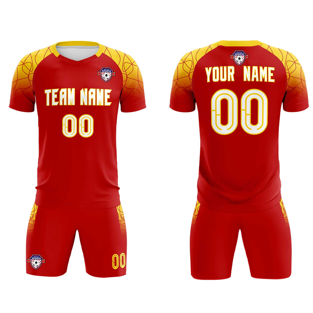 Custom Red Classic Soccer Training Sets Jersey For Adults/Kids