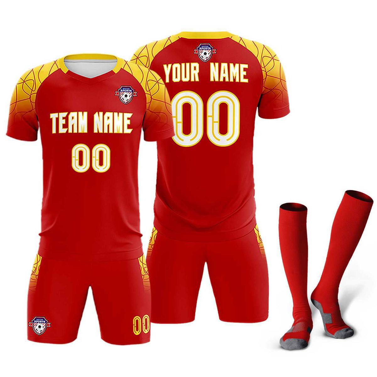 Custom Red Classic Soccer Training Sets Jersey For Adults/Kids