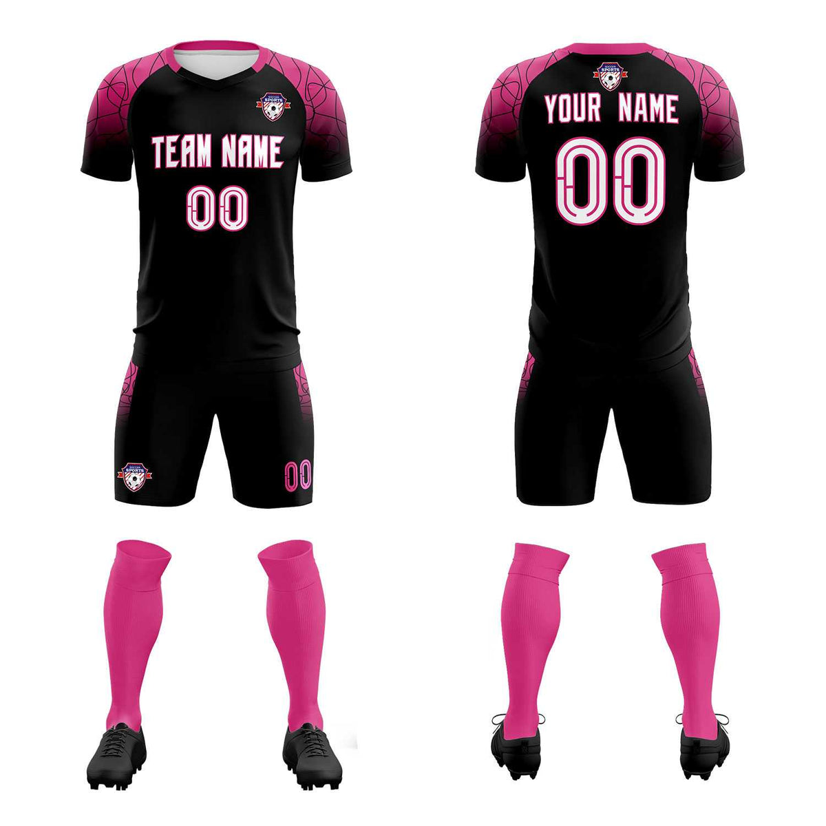 Custom Black Classic Soccer Training Sets Jersey For Adults/Kids