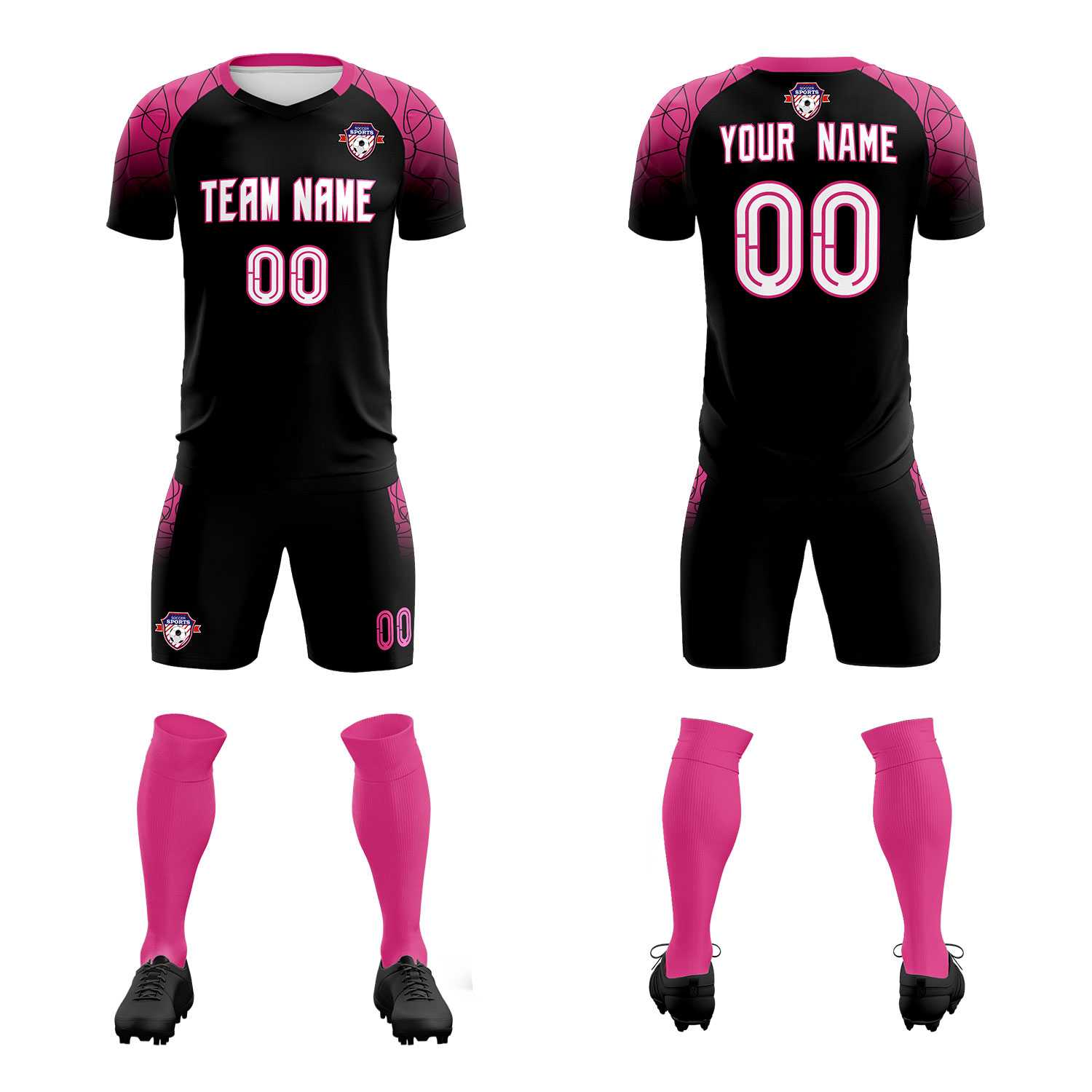 Custom Black Classic Soccer Training Sets Jersey For Adults/Kids