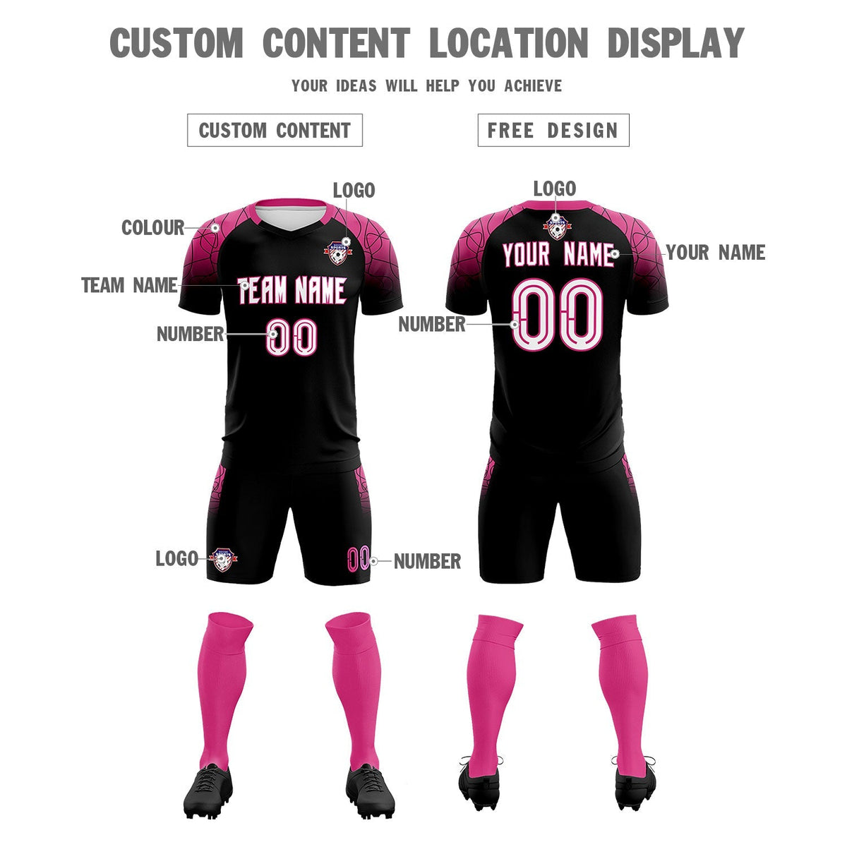 Custom Black Classic Soccer Training Sets Jersey For Adults/Kids