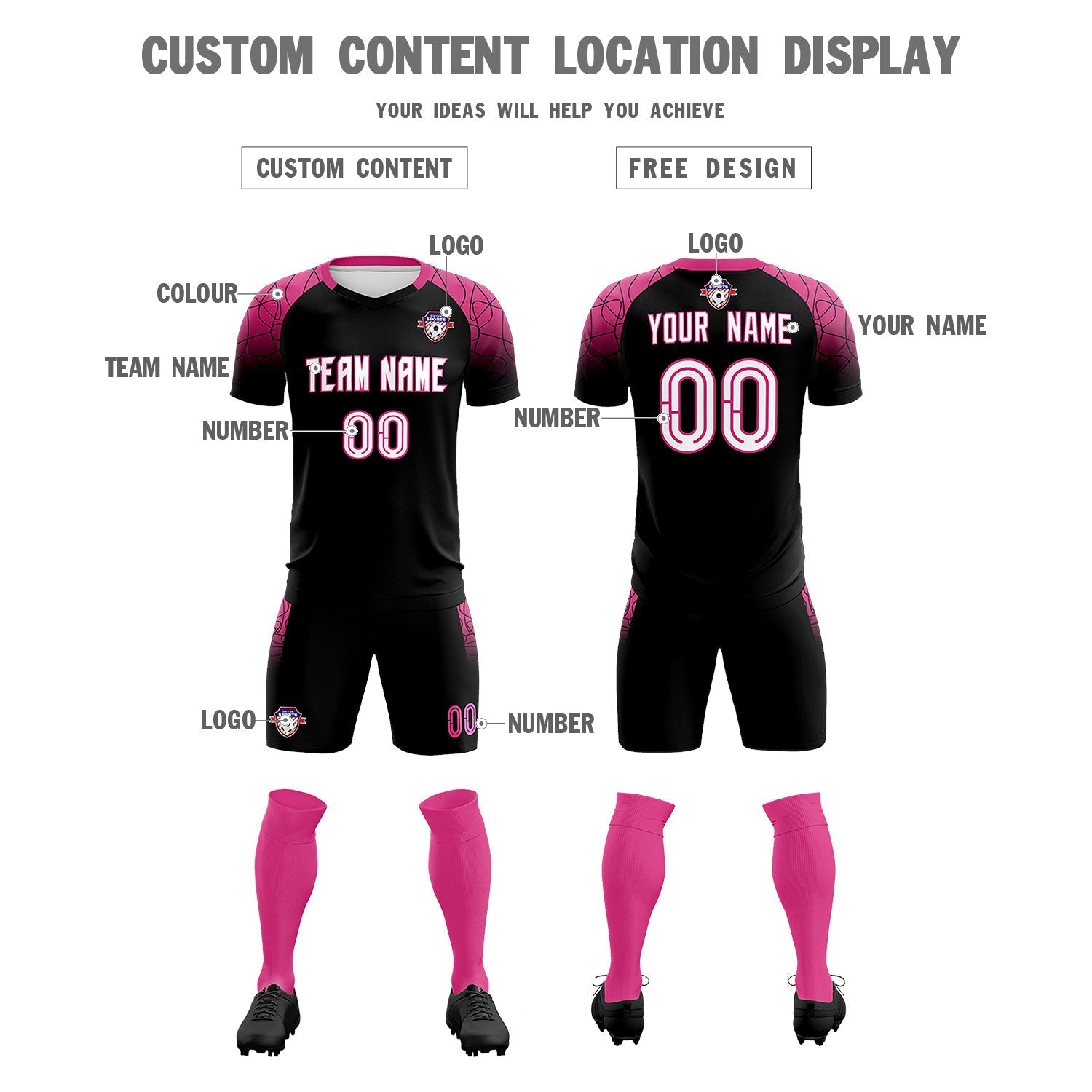 Custom Black Classic Soccer Training Sets Jersey For Adults/Kids