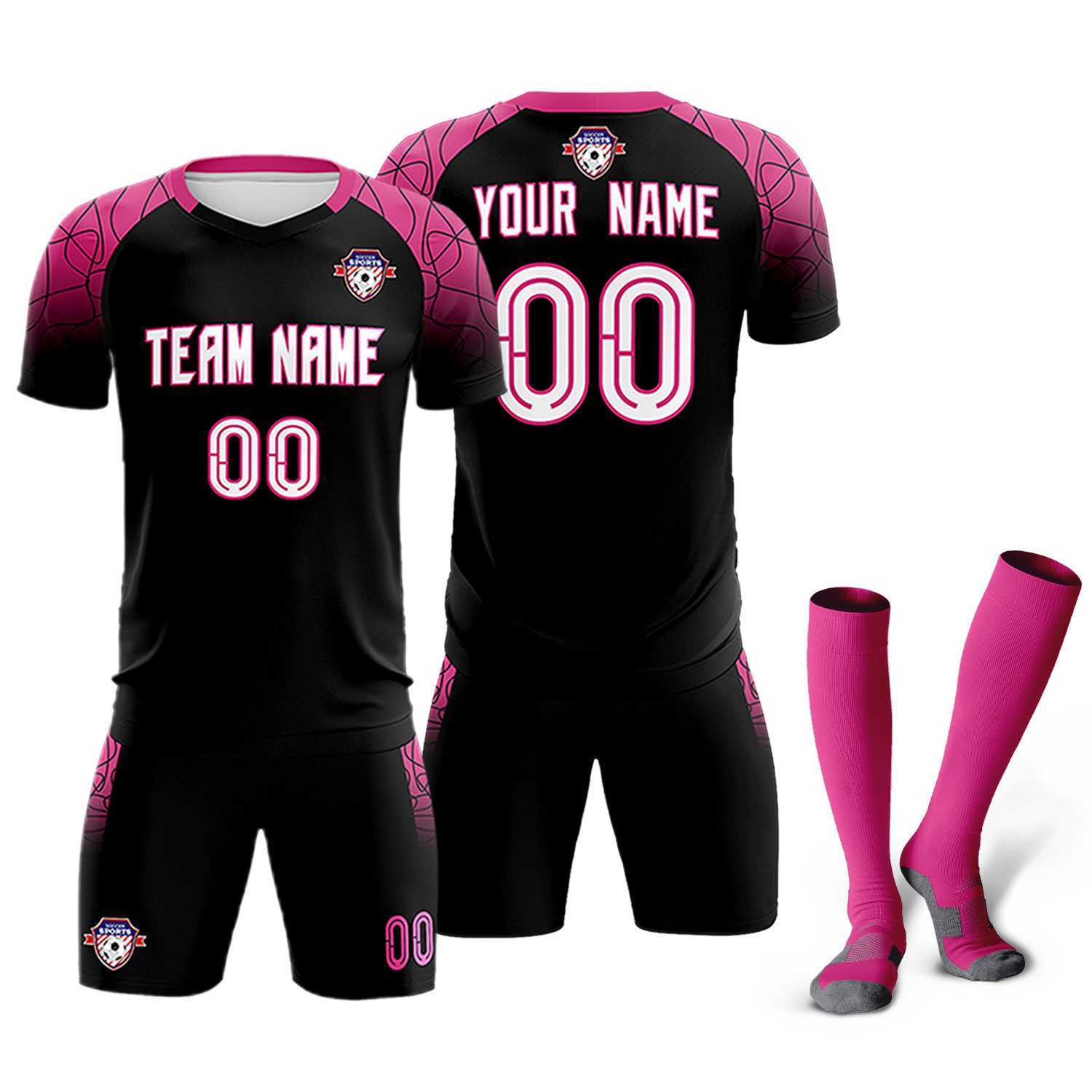 Custom Black Classic Soccer Training Sets Jersey For Adults/Kids