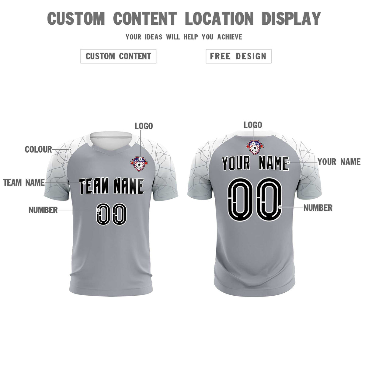 Custom Silver Classic Soccer Training Sets Jersey For Adults/Kids