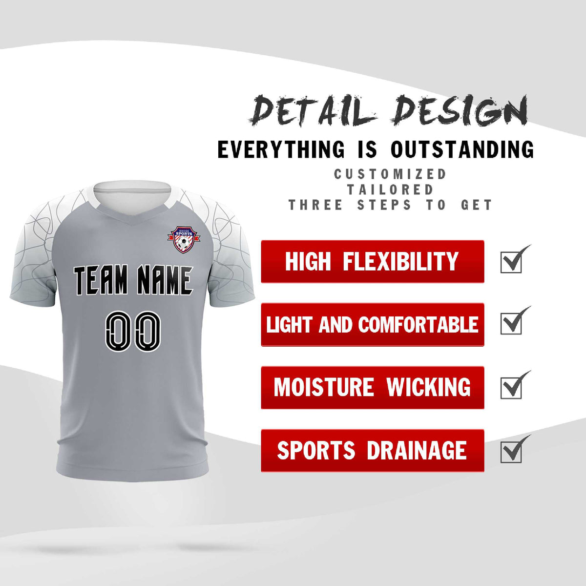 Custom Silver Classic Soccer Training Sets Jersey For Adults/Kids