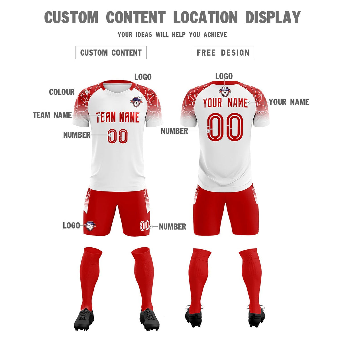 Custom White Classic Soccer Training Sets Jersey For Adults/Kids