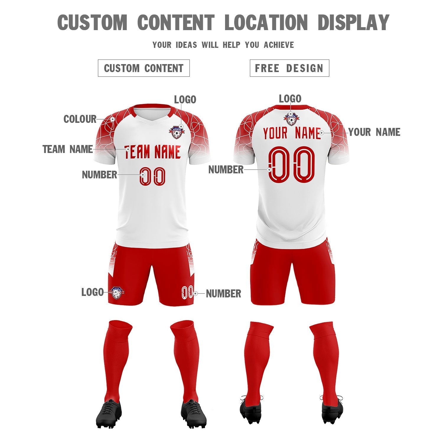 Custom White Classic Soccer Training Sets Jersey For Adults/Kids
