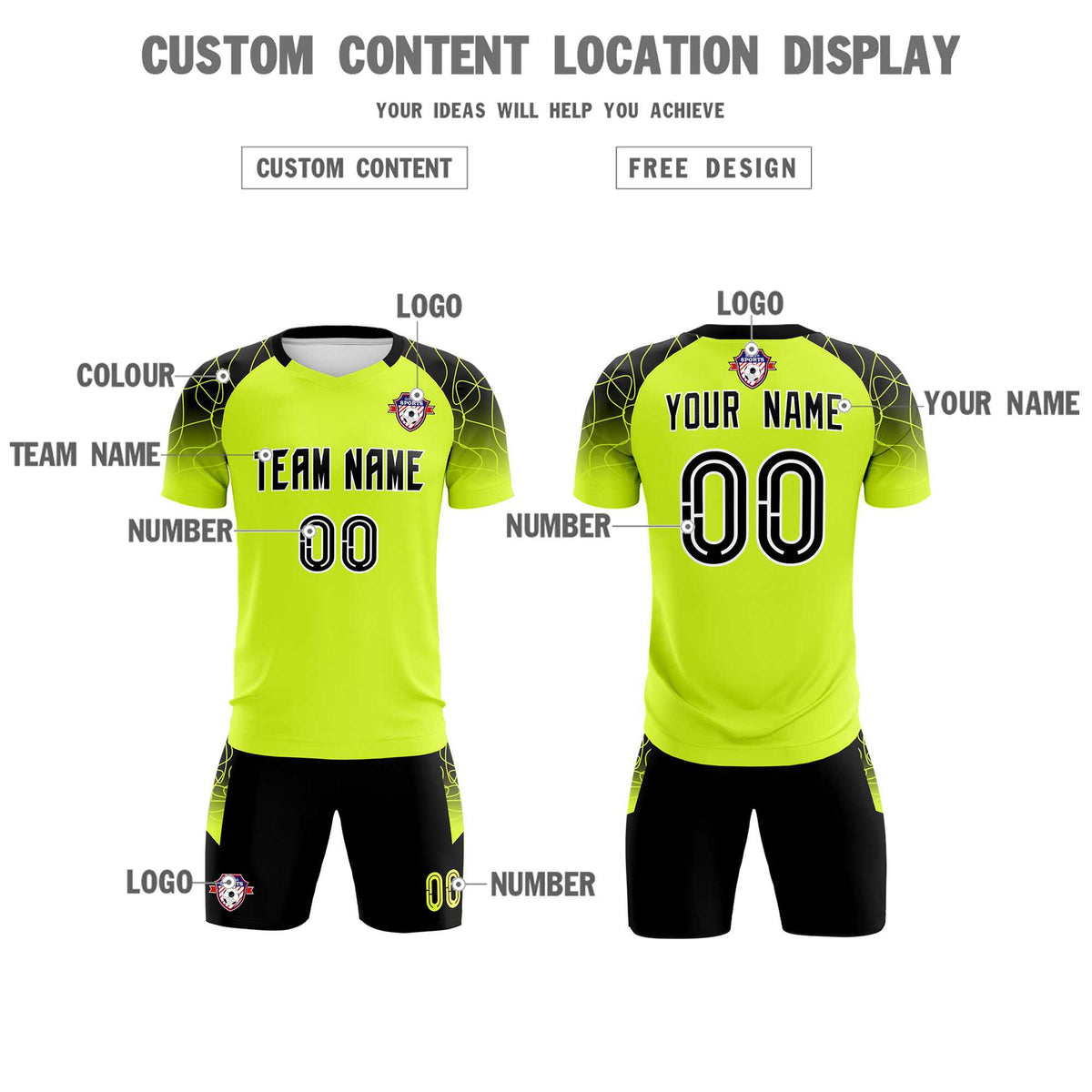 Custom Neon Green Classic Soccer Training Sets Jersey For Adults/Kids